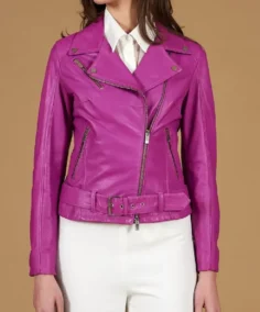Women's Chiodo D Lilac Moto Leather Jacket