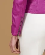 Women's Chiodo D Lilac Moto Leather Jacket Sleeves