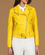 Women's Chiodo D Yellow Biker Leather Jacket