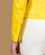 Women's Chiodo D Yellow Biker Leather Jacket Sleeves