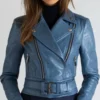Women's Ellie Blue Leather Jacket