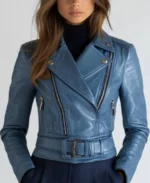 Women's Ellie Blue Leather Jacket