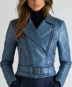 Women's Ellie Blue Leather Jacket