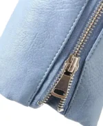 Women's Embroidered Lapel Collar Leather Jacket Sleeves Close