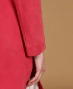 Women's Pink Suede Leather Coat Sleeves