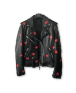 Women's Heart Design Lapel Style Leather Jacket