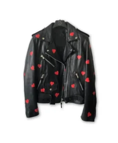 Women's Heart Design Lapel Style Leather Jacket