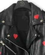 Women's Heart Design Lapel Style Leather Jacket Collar