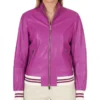 Women's Lilac G154 Leather Bomber Jacket