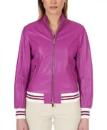 Women's Lilac G154 Leather Bomber Jacket