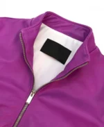 Women's Lilac G154 Leather Bomber Jacket Collar