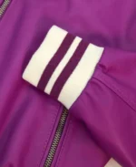 Women's Lilac G154 Leather Bomber Jacket Sleeves