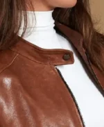 Women's Linda Biker Leather Jacket Collar