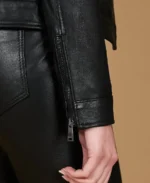 Women's Linda Nappa Biker Leather Jacket Sleeves
