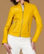 Women's Linda Yellow Nappa Moto Jacket