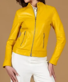 Women's Linda Yellow Nappa Moto Jacket