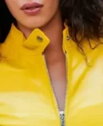 Women's Linda Yellow Nappa Moto Jacket Collar