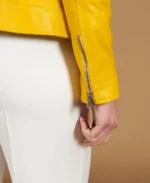Women's Linda Yellow Nappa Moto Jacket Sleeves