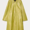 Women's Yellow Leather Duster Coat