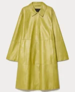 Women's Yellow Leather Duster Coat