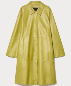 Women's Yellow Leather Duster Coat