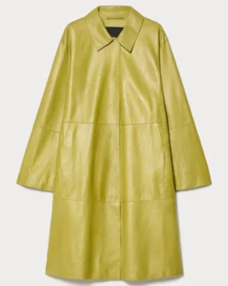Women's Yellow Leather Duster Coat