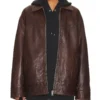 Women's Oversized Dark Brown Leather Jacket