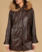 Women's Pamela Nappa Hooded Leather Coat