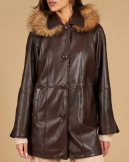 Women's Pamela Nappa Hooded Leather Coat