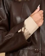 Women's Pamela Nappa Hooded Leather Coat Sleeves