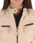 Women's Paradise Leather Moto Jacket Collar