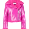 Women's Faux Shearling Trim Biker Jacket