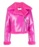 Women's Faux Shearling Trim Biker Jacket