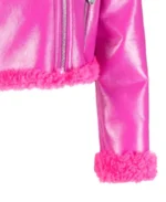 Women's Philipp Plein Faux Shearling Trim Biker Jacket Sleeves