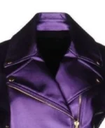 Women's Purple Lapel Style Leather Jacket Collar
