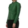 Women's Quilted Sleeves Bomber Leather Jacket