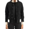 Women's Black Suede Bomber Jacket