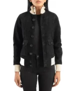 Women's Black Suede Bomber Jacket