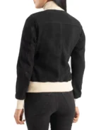 Women's Black Suede Bomber Jacket - Image 2