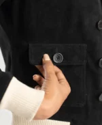 Women's Black Suede Bomber Jacket - Image 5