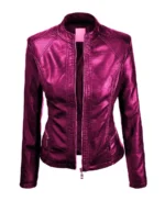 Women's Slik Pink Vegan Leather Jacket