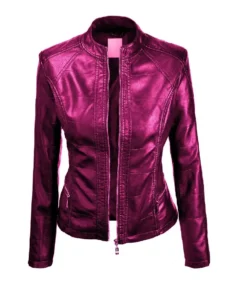 Women's Slik Pink Vegan Leather Jacket