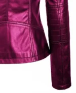 Women's Slik Pink Vegan Leather Jacket Sleeves