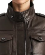 Women's Vintage Evelyn Leather Jacket Collar