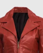 Women's Zipper Leather Jacket Collar
