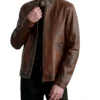 Zen Distressed Brown Leather Biker Jacket