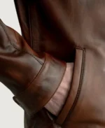 Zen Distressed Brown Leather Biker Jacket - Image 5