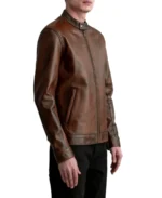 Zen Distressed Brown Leather Biker Jacket - Image 4