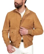 Men's Brown Suede Leather Jacket Front - Trendy Leather Jackets