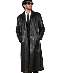 Men's Black Long Leather Coat - Trendy Leather Jackets